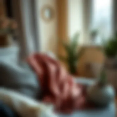 A cozy setting with a wide scarf accentuating the decor