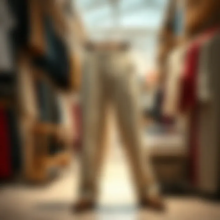 Stylish Linen Trousers in Boutique Stylish linen trousers showcased in a boutique