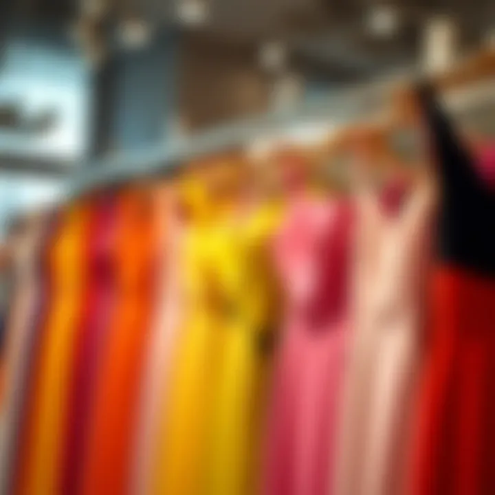 Elegant Display of Colorful Fitted Dresses A collection of fitted dresses in various colors displayed elegantly.