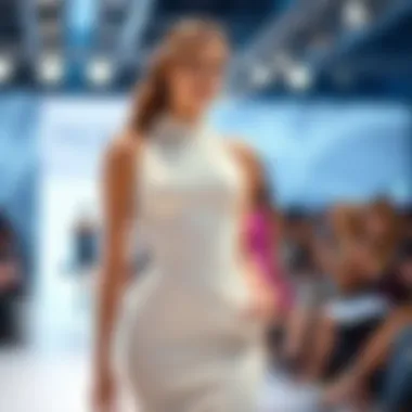 Stylish Model at a Fashion Event in a Fitted Dress A stylish model wearing a fitted dress at a fashion event.