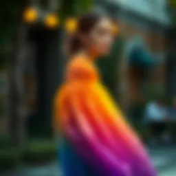 A vibrant degrade dress showcasing color transitions
