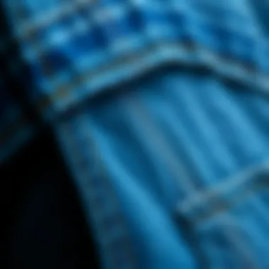 Close-up of denim texture and coat fabric