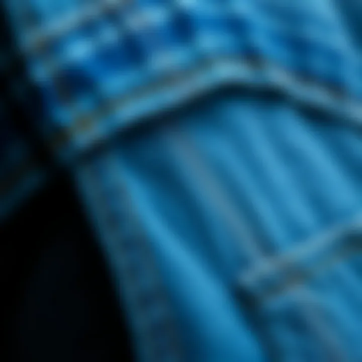 Close-up of denim texture and coat fabric