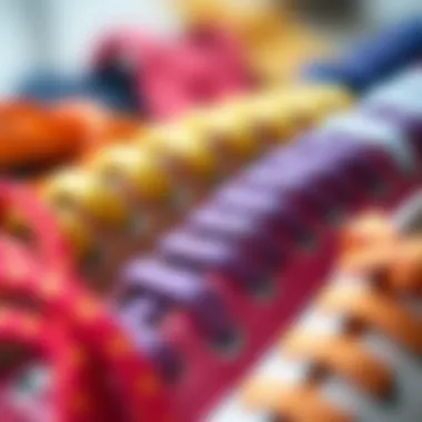 A variety of colorful shoelaces arranged aesthetically