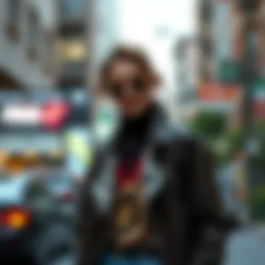 Chic layered outfit featuring a stylish printed jacket