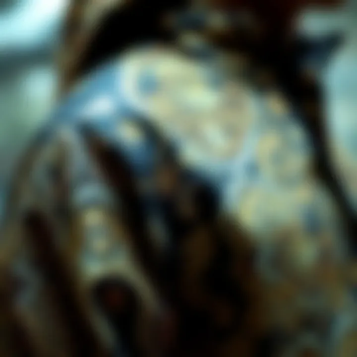 Close-up of intricate patterns on a trendy jacket