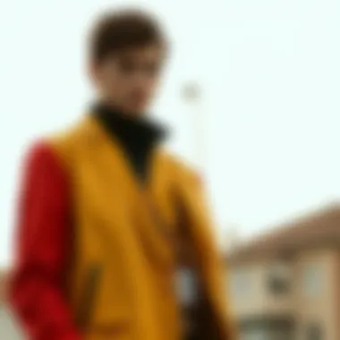 Fashion-forward ensemble showcasing a unique design jacket