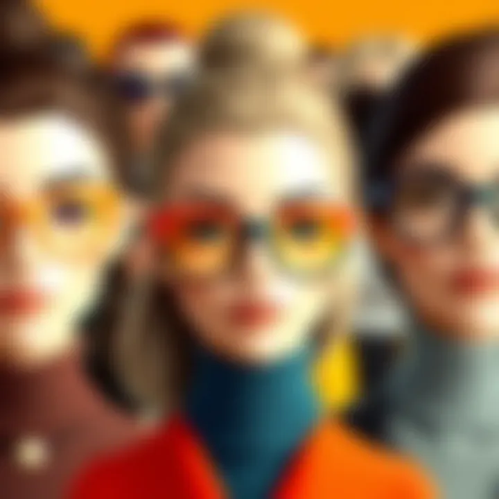 A collection of avatars featuring various styles of glasses, symbolizing diversity in fashion.