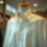 Elegant Presentation of a Double Cuff Shirt A stylish double cuff shirt displayed on a mannequin