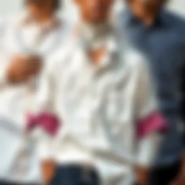 A collage showing various styles of double cuff shirts in different fabrics