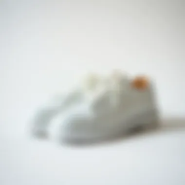 Close-up of Pristine White Shoes Close-up of a pair of pristine white shoes on a minimalistic background