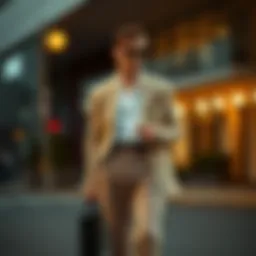 Stylish flat-front trousers paired with a tailored blazer