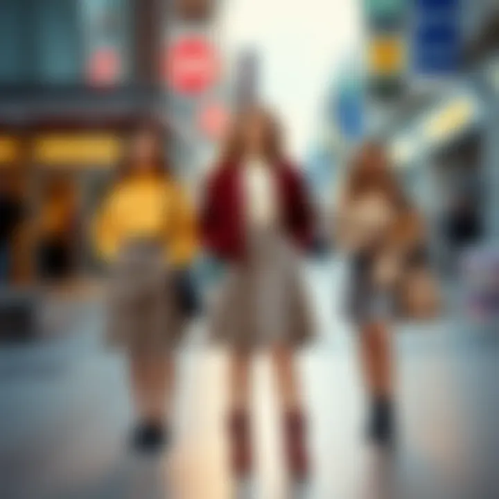 A fashion layout displaying different ways to wear checkered skirts.