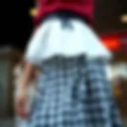 A stylish checkered skirt showcasing the blend of modern and traditional design.