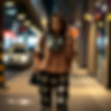 Casual look featuring plaid pants and a cozy sweater