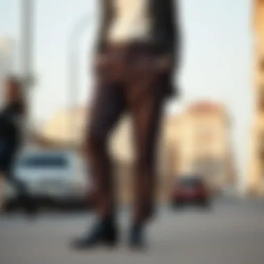 Elegant outfit showcasing plaid trousers and tailored shoes