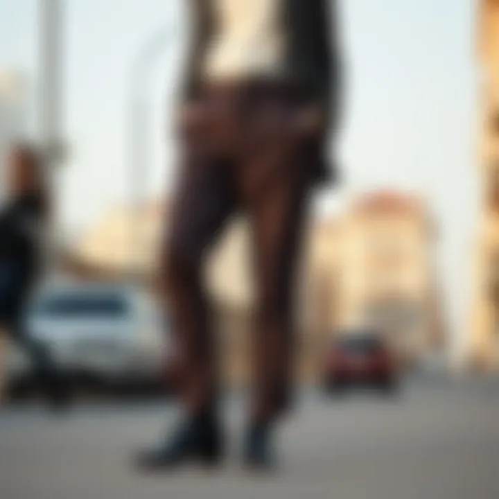 Elegant outfit showcasing plaid trousers and tailored shoes