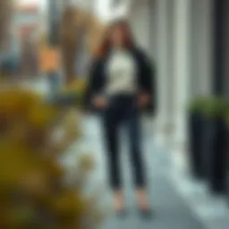 Elegant black fabric trousers styled with a chic top