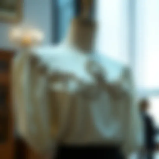Elegant stone-embellished blouse on a mannequin