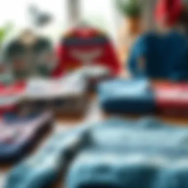 A collection of sweater designs on a wooden table