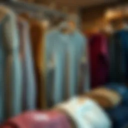 Stylish knitted sweater display showcasing various textures