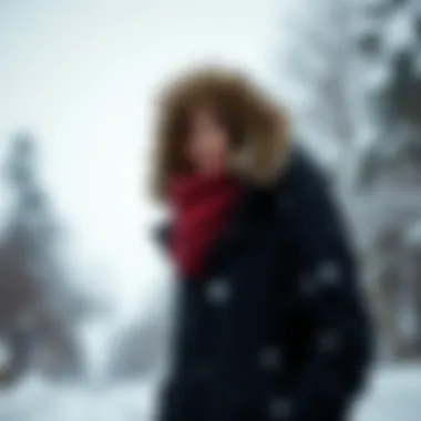 Trendsetting in Cold Weather Trendy winter coat on a snowy background