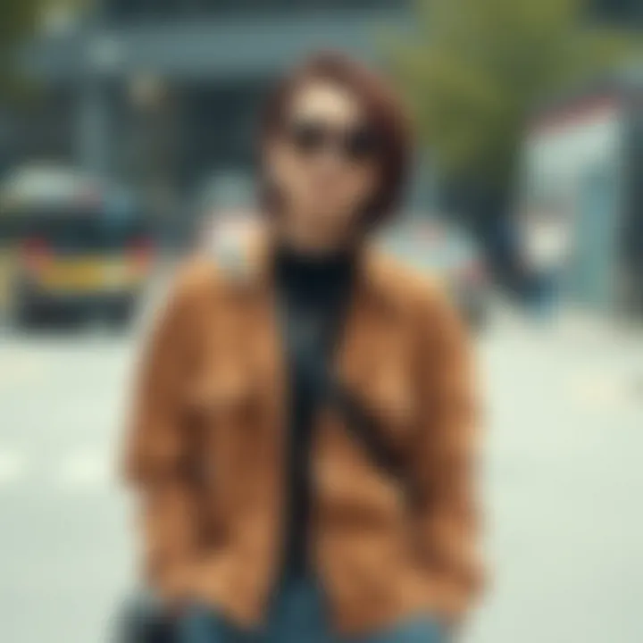 Layered outfit featuring a suede shirt