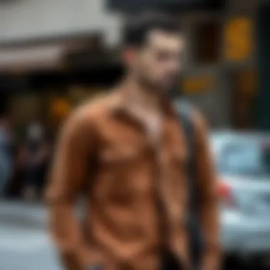 Stylish suede shirt in a casual setting