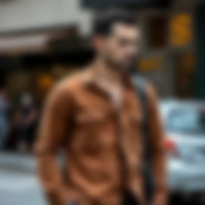 Stylish suede shirt in a casual setting