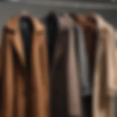 Diverse Styles: Wool Coat Varieties A variety of wool coat styles displayed on hangers