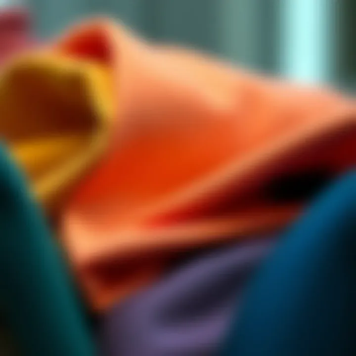 Close-up of fabric swatches in various colors