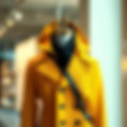 Stylish yellow coat displayed on a fashion mannequin