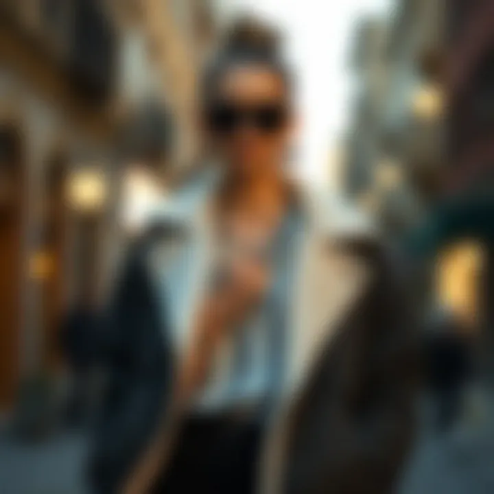 A fashion-forward individual showcasing an oversized jacket with flair