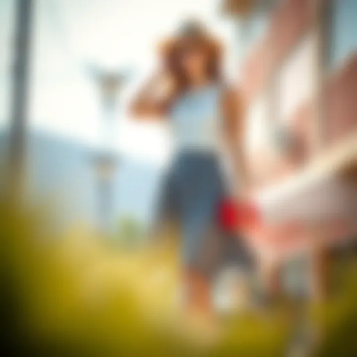 A fashionable summer outfit featuring a stylish skirt and complementary accessories