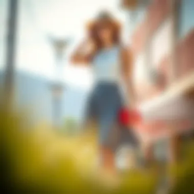 Chic Summer Outfit with Skirt and Accessories A fashionable summer outfit featuring a stylish skirt and complementary accessories