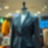 A stylish faux wool blazer displayed on a mannequin highlighting its texture and design