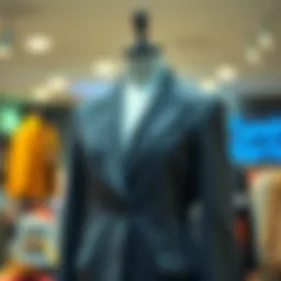 A stylish faux wool blazer displayed on a mannequin highlighting its texture and design