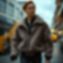 Stylish plush jacket with a zipper