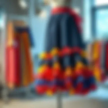 Vibrant Ruffled Skirt in Fashion Studio Colorful ruffled skirt displayed in a fashion studio