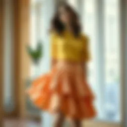 Elegant ruffled skirt in a modern setting