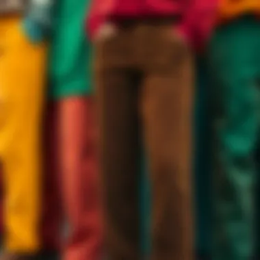 Diverse Palette of Corduroy Colors Corduroy trousers displayed in various colors