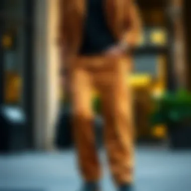Casual Elegance with Corduroy Trousers Stylish corduroy trousers styled with casual attire
