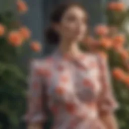 Elegant floral dress styled for modest fashion