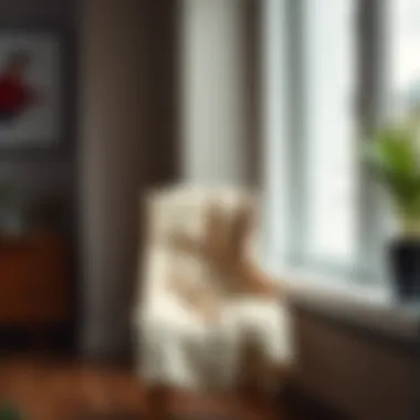 Trench coat draped over a chair in a modern setting