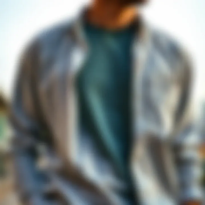 Different fabric textures used in shirt and t-shirt pairings