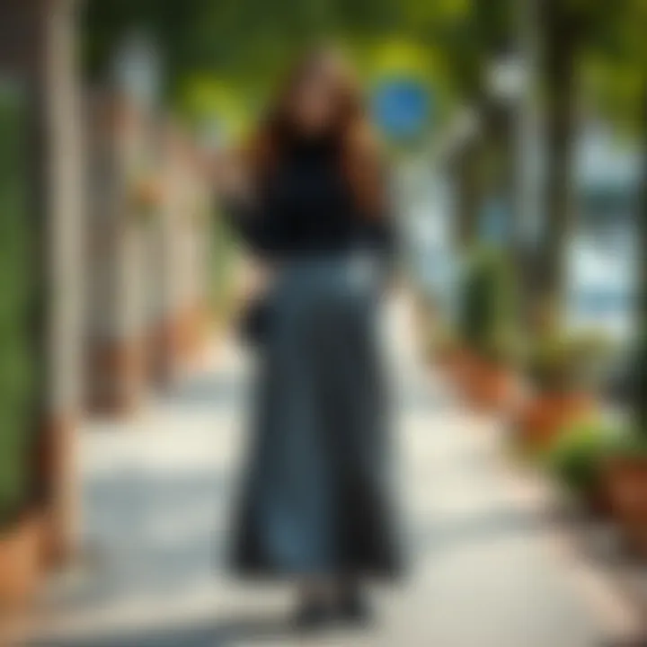 Casual styling ideas with a gray long skirt