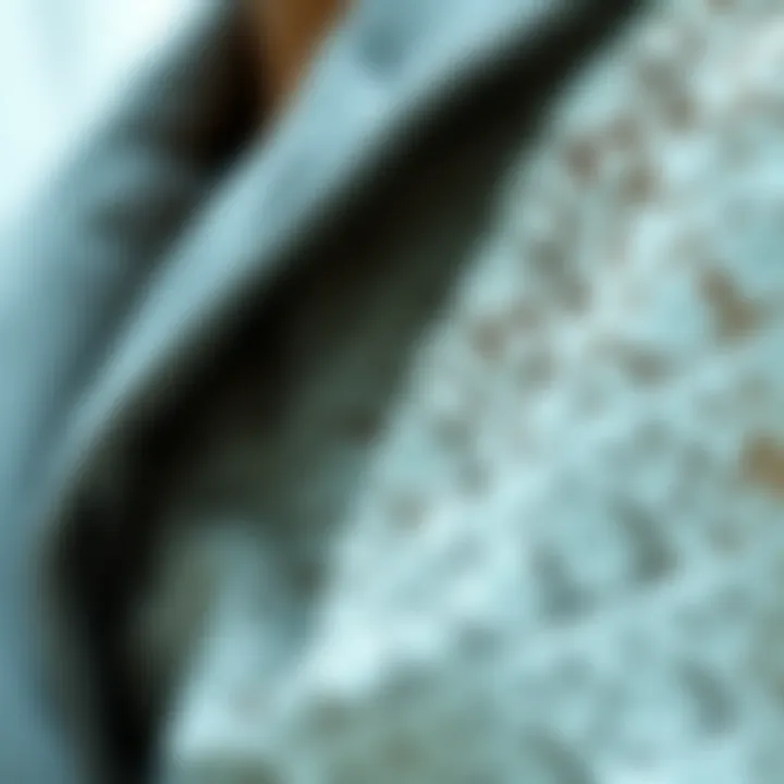 Close-up of intricate lace details on a jacket
