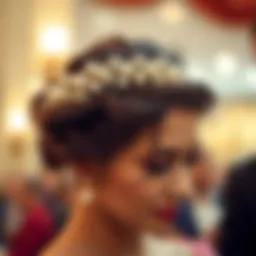 Elegant crown-shaped hair accessory adorned with pearls