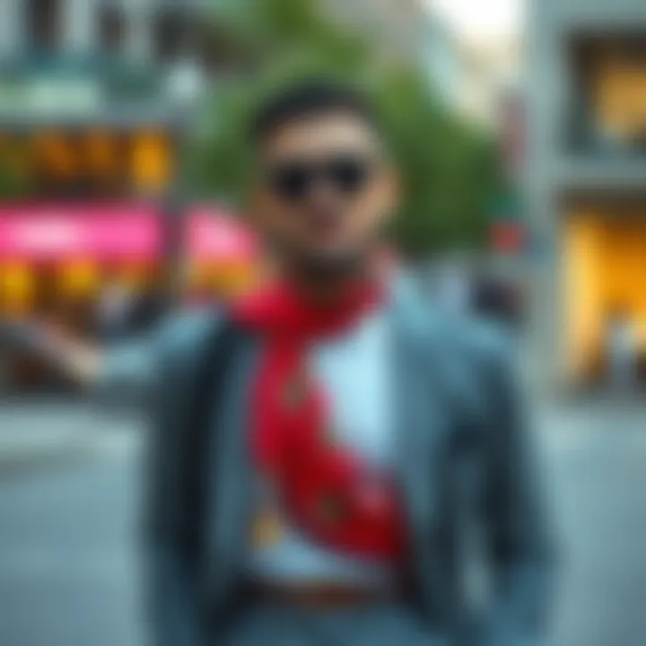 A fashionable outfit featuring a hakim yaka ferace in a modern setting