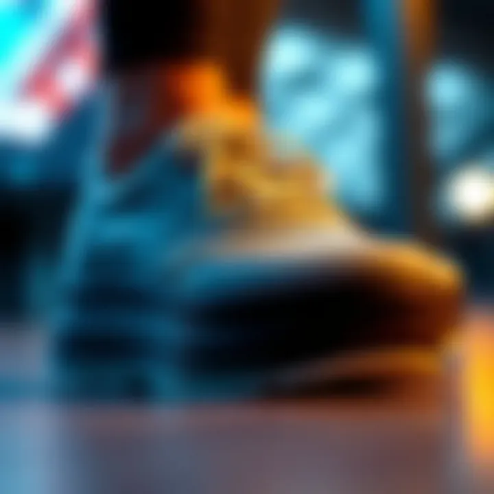 Close-up of platform shoes showcasing intricate design